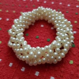 Faux Pearls Braided Bracelet